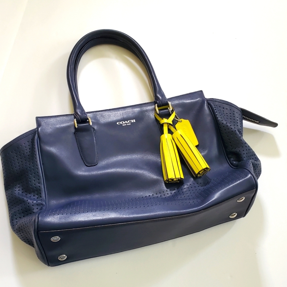 COACH Legacy Leather Navy Blue Candace Carryall Tote Shoulder Bag